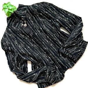 Lafayette 148 New York Black and White Textured Wool Blazer Jacket Split Cuff 6